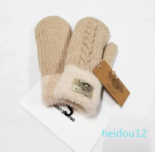 Fünf-Finger-Handschuhe für Herren und Damen, mit Buchstabendruck, verdickt, warm halten, Handschuh für Winter, Outdoor-Sport