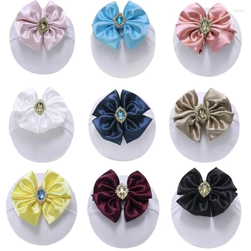 Hair Accessories Bowknot Headband Baby Christening Headbands With Bow For Rhinestone Nylon Elastic Headwrap Born Toddler