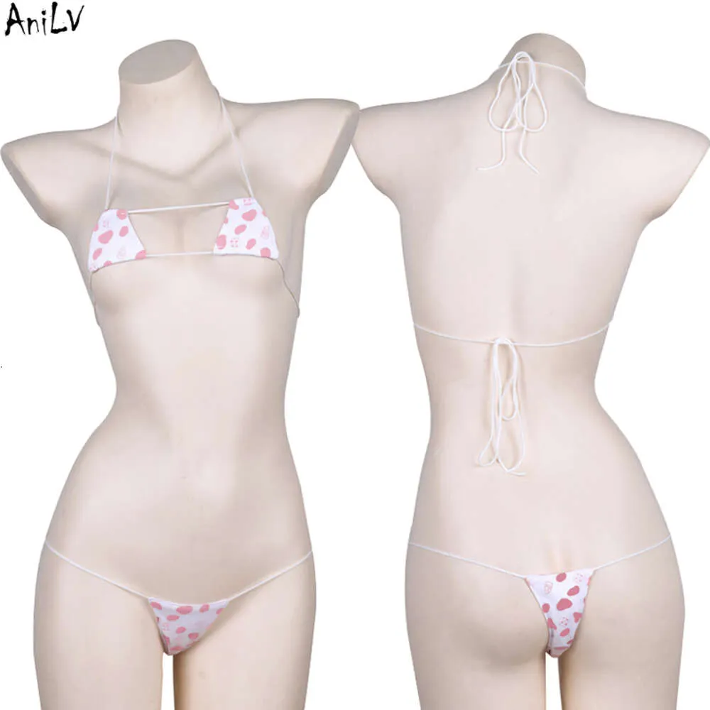 ANI Sweet Girl Pink Cow Beach Mini Bikini Swimstuit Badkläder Unifrom Women Love Underwear Pamas Outfits Costumes Cosplay Cosplay