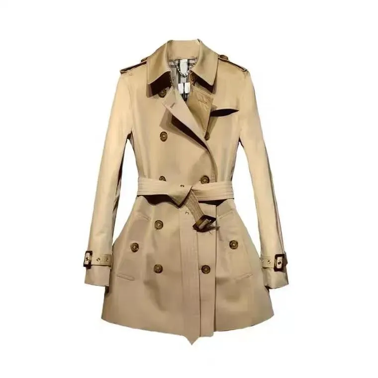 Outerwear 2024 Designer Short Women Designer New Spring Fall British Trench Mid-Length Suit With Belted Lapel Cas