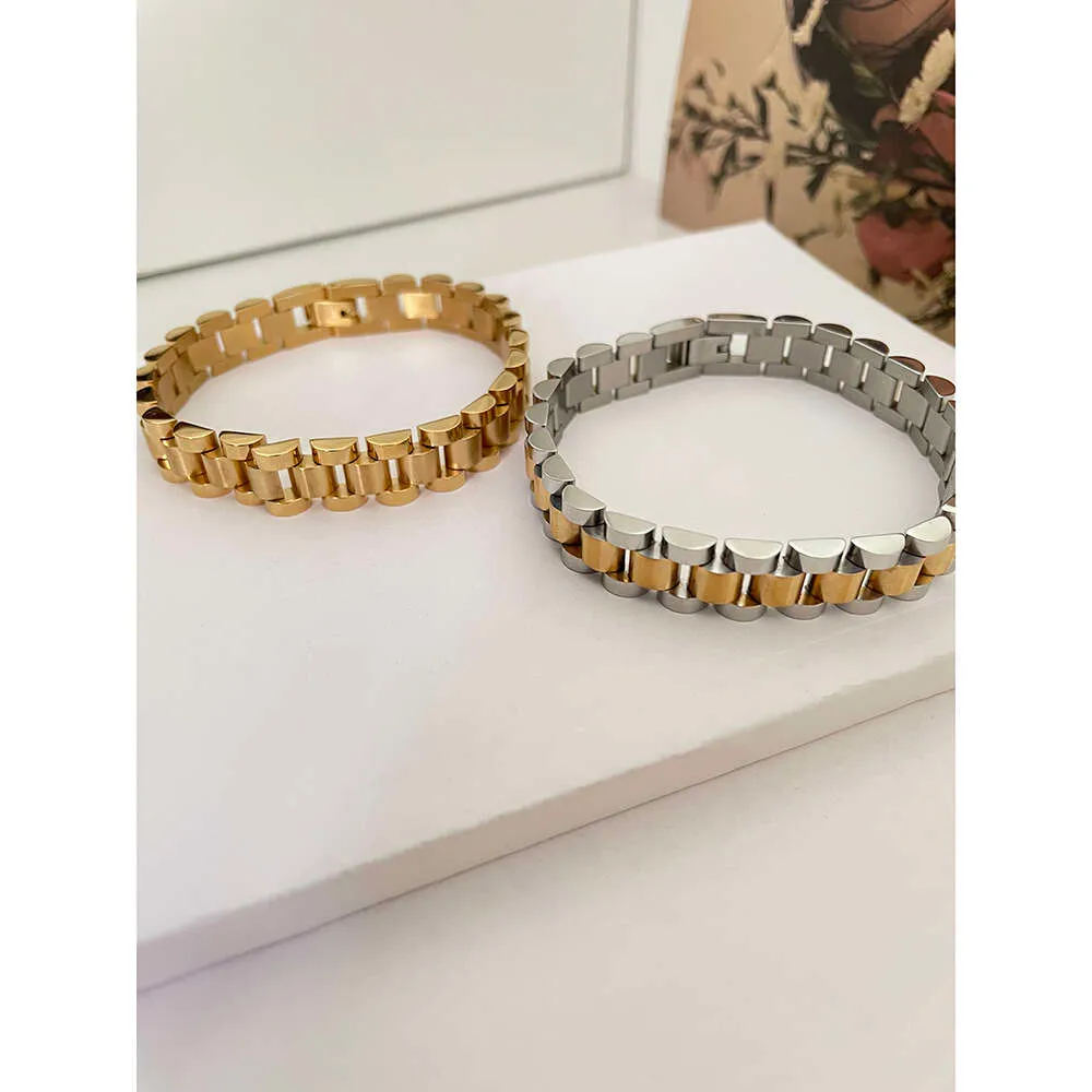 Pulsera de acero inoxidable personalizable en 5 colores, chapada en oro de 18 quilates, para mujer y hombre, estilo vintage punk._voghion.com