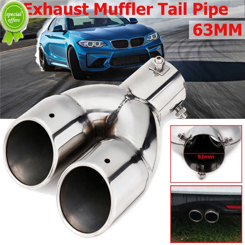 Stainless Steel Exhaust Tip - Silver Chrome Muffler Pipe Trim Tailpipe (140mm Length, 60mm Diameter)