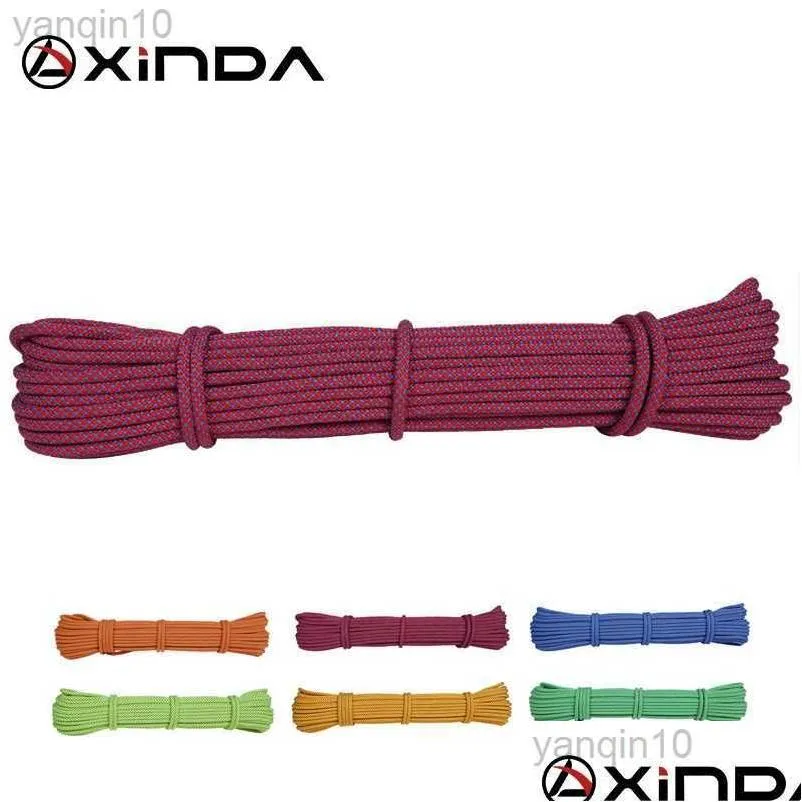 암석 보호 암석 보호 Xinda Escalada 10M Paracord 등반 밧줄 액세서리 코드 6mm 직경 5kn 고강도 안전 생존 DHKS7