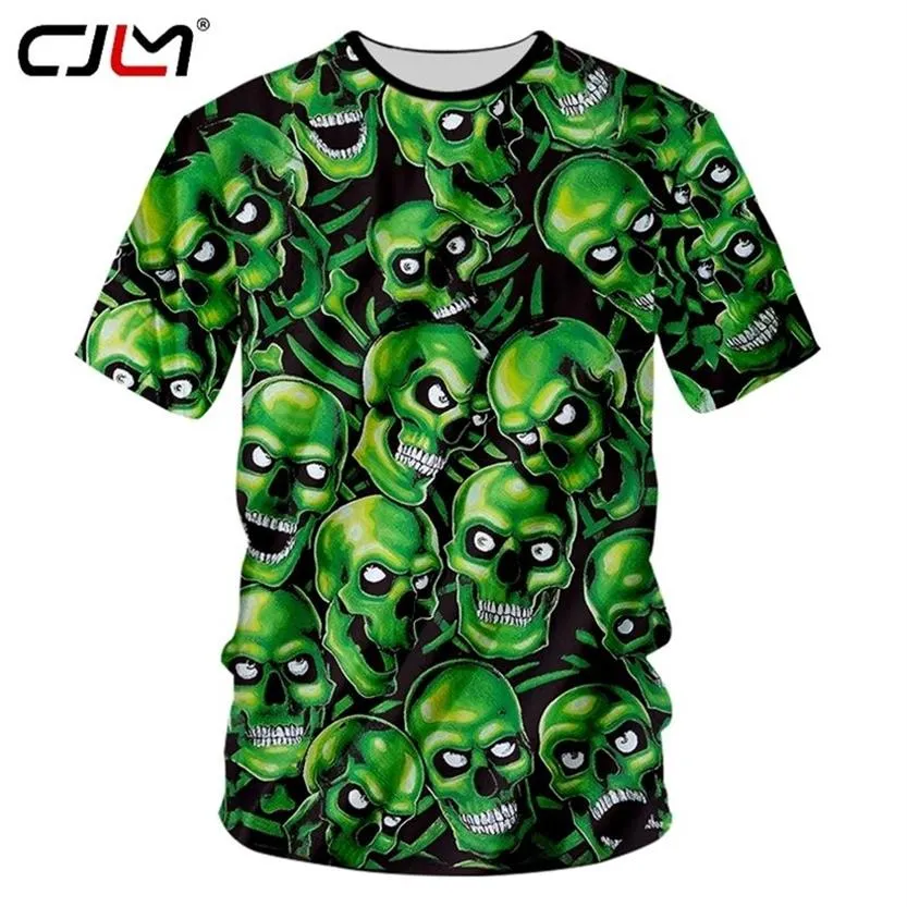 CJLM Polyester O Neck Tshirt Man HipHop Green Skulls Shirt 3D Printed Punk Rock Chinese Style Oversized t shirt 220623259G