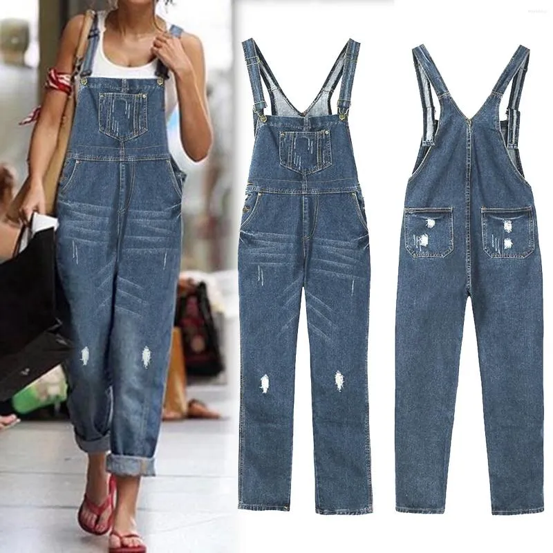 Dames jeans denim Jean algehele broek dames losse wide been stretch baggy 2023 mode rechte y2k vintage jumpsuits