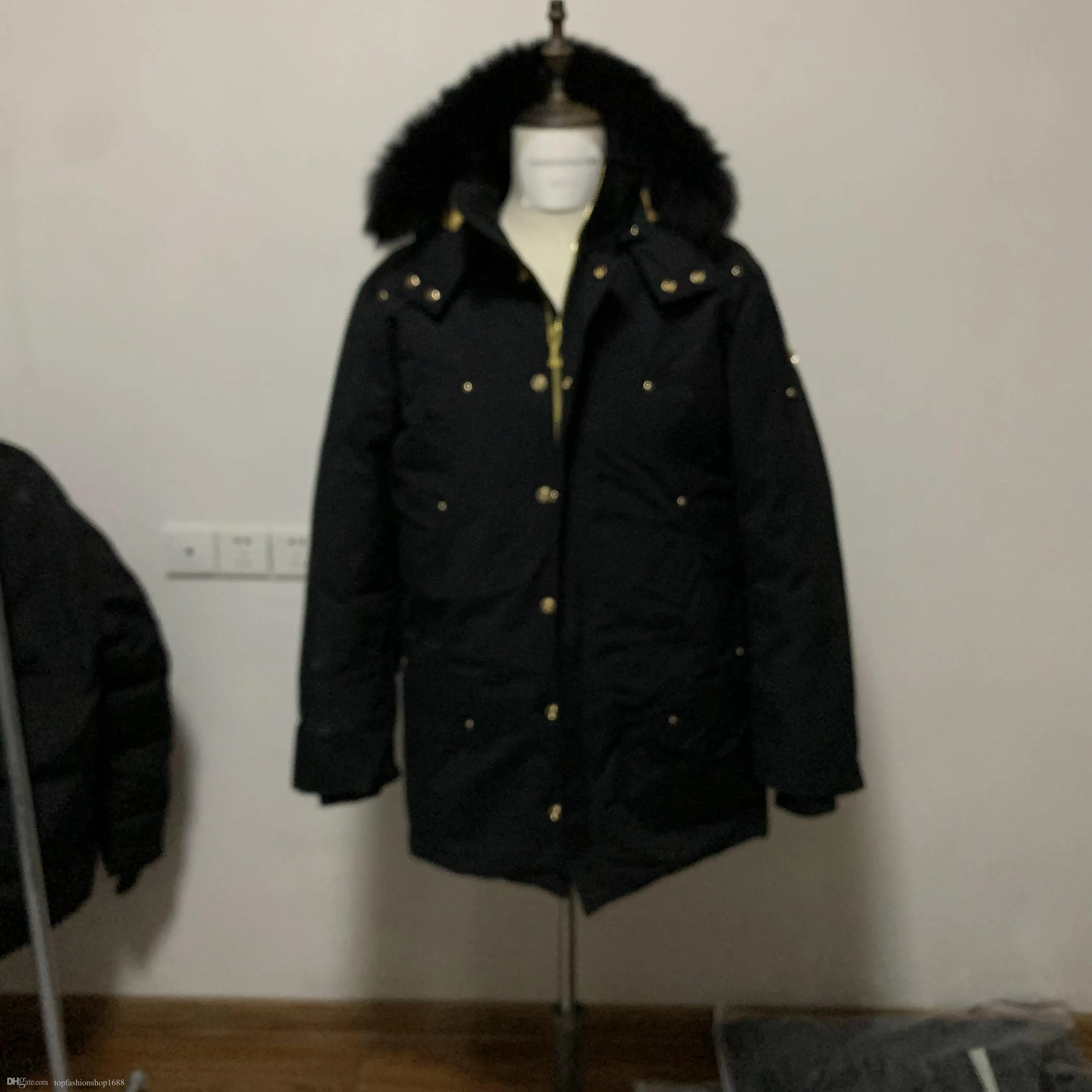 Digner Hommes Hiver Vers Le Bas Canada Veste Loisirs De Plein Air Manteaux Coupe-Vent Pardessus Imperméable À La Neige Puffer Épais Colla Véritable Fourrure De Loup Moos S30D Knuckl