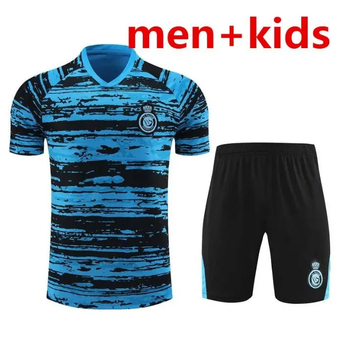 23 24 Al Nassr FC soccer Jerseys short sleeves training suit kids tracksuit Ronaldo 2023 2024 CR7 Gonzalo Talisca Football TRACKSUIT Half shorts KIT set