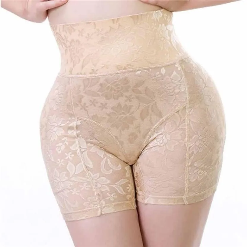 High Waist Women Body Shaper Big Ass Padded Panties Lace Slimming