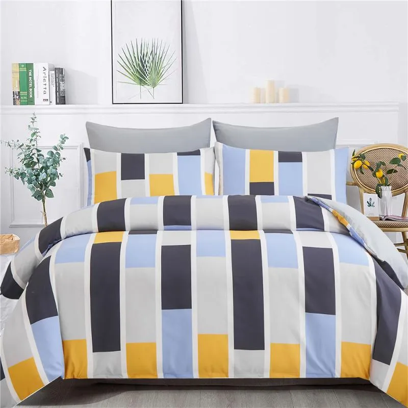 Set di biancheria da letto Set copripiumino scozzese geometrico 240x220 King Size Nordic 3 pezzi Copripiumino semplice e moderno (senza lenzuolo)