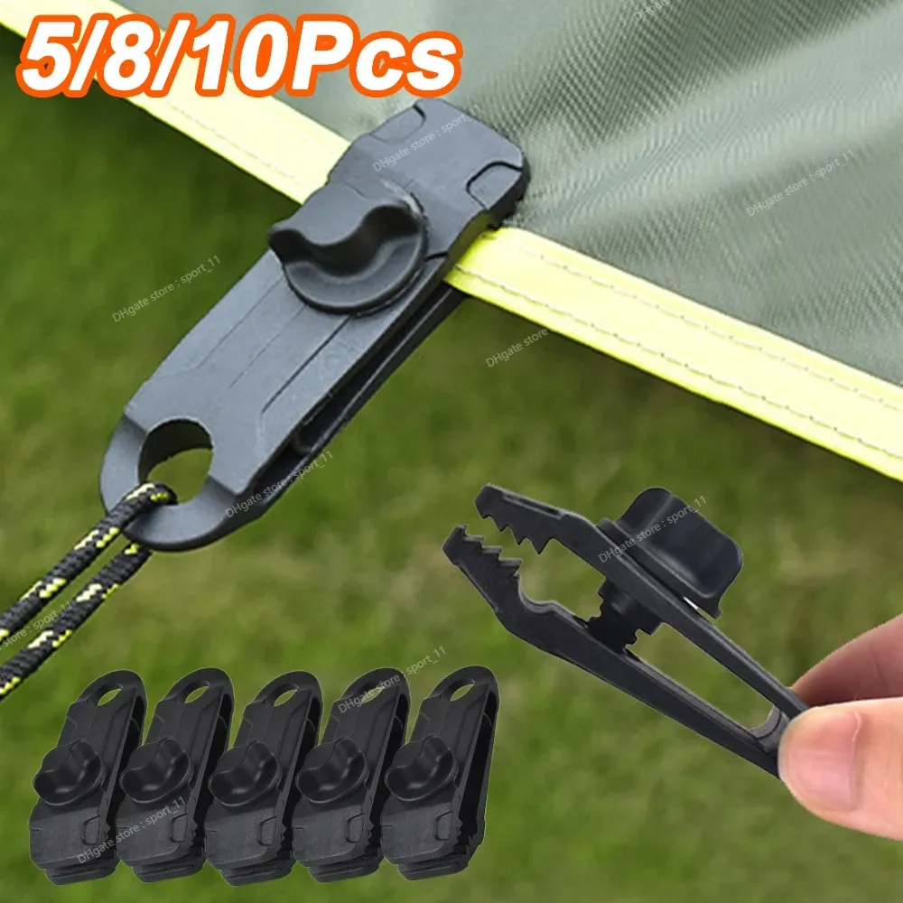 10/8/5 PCS Tarpaulin Clip Awning Tent Clamp Canopy Lashing Buckle Jaw Grip Outdoor Camping Hook Anchor Windproof Rope Barb Tents SheltersTent Accessories