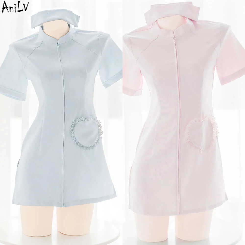 Ani Rollenspel Leuke Gilr Verpleegster Jurk met Hoed Uniform Kostuum Vrouwen Sexy Nachthemd Pamas Outfit Cosplay cosplay