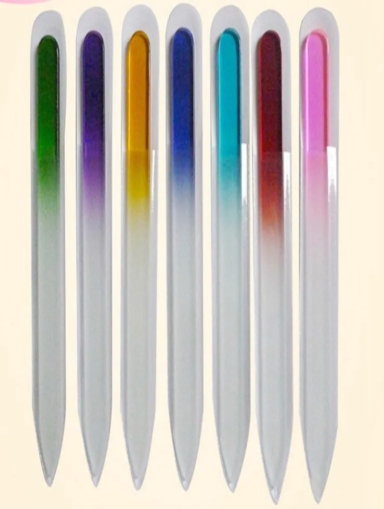 100pcslot Fast Newest Colorful Glass Nail Files Durable Crystal File Nail Buffer Nail Care6318153