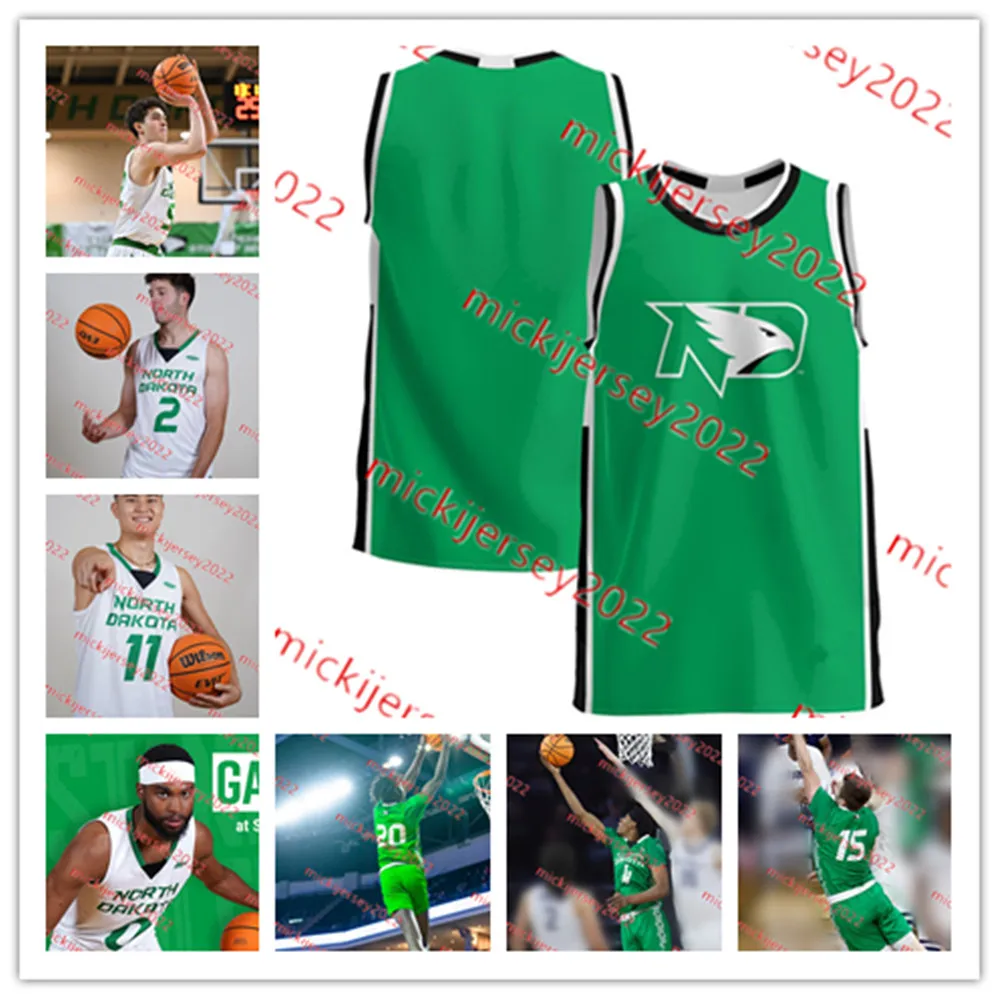 North Dakota Fighting Hawks Basketball Jersey Zach Kraft Amar Kuljuhovic Mambourou Mara Brian Mathews Deng Mayar Maglie North Dakota Cutom Gioventue