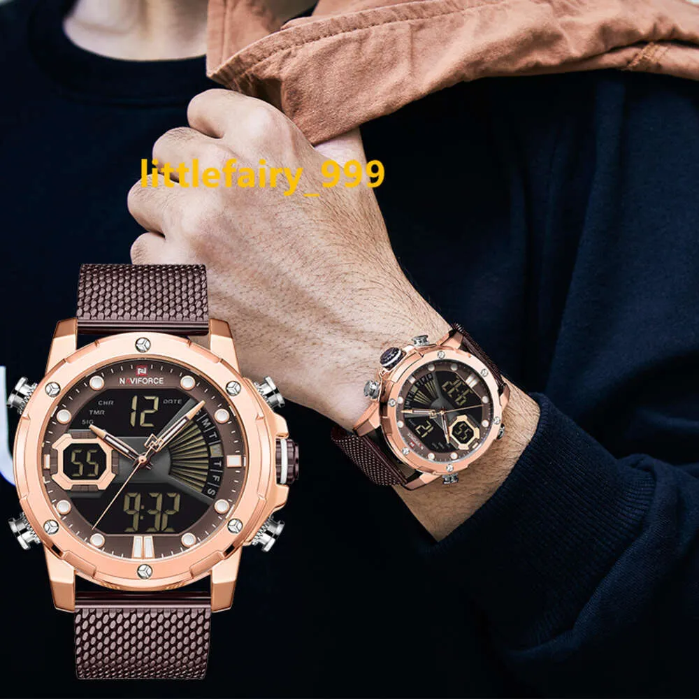 Montres-bracelets NAVIFORCE montres originales pour hommes marque de luxe Quartz double affichage militaire sport montre-bracelet maille acier bande étanche horloge 230306