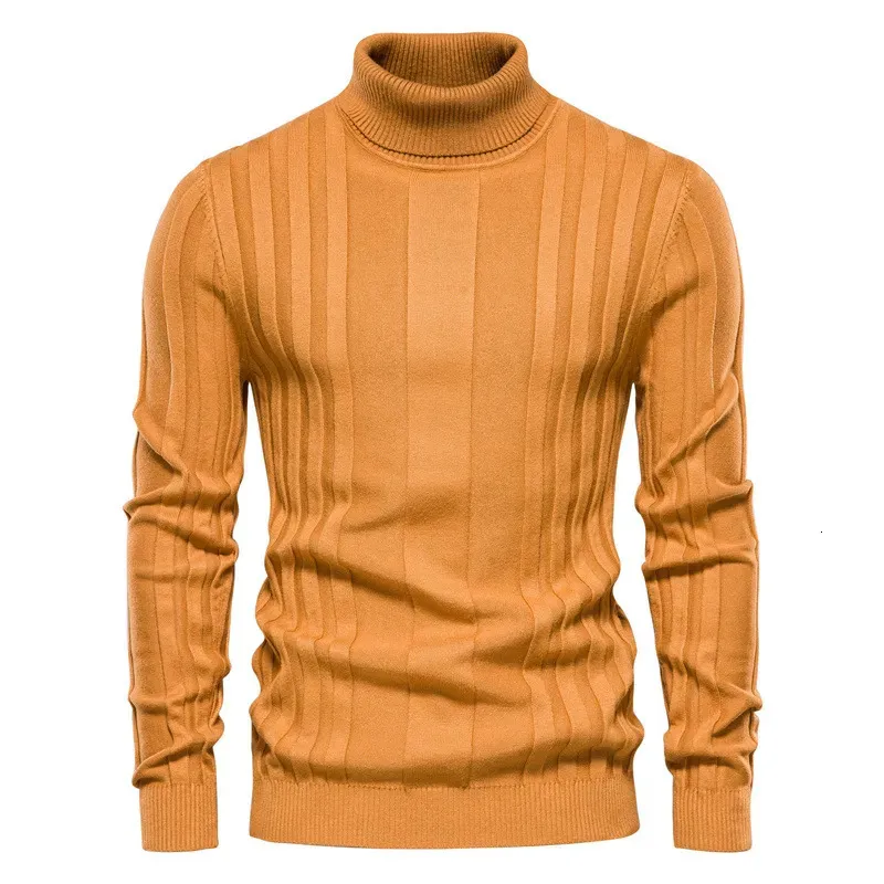 Herrtröjor män Turtlenecks tröjor Knitwear Pullovers Solid Color Långärmad randig tröja Male Casual Daily Multicolor Sweaters S-XXL 231101