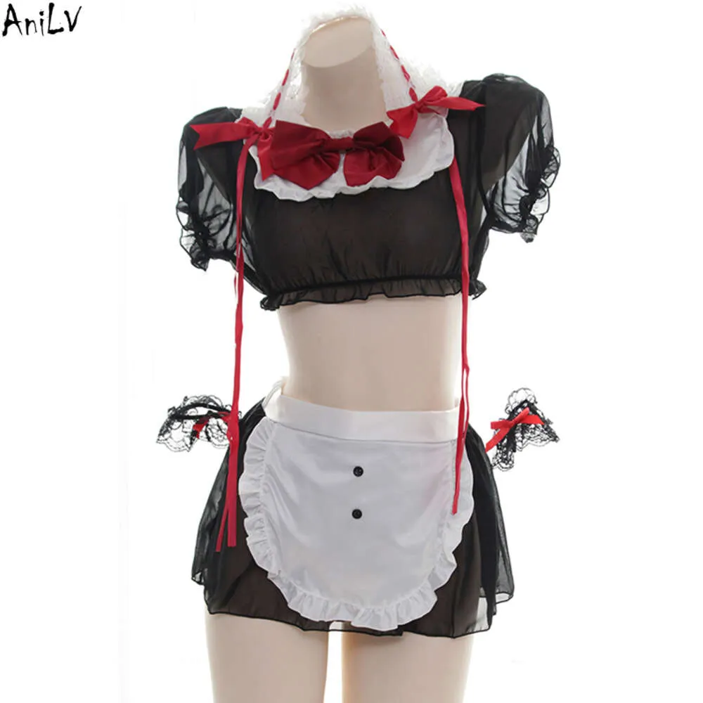 Ani Anime Lolita Girl Chiffon Meid Badpak Kostuum Student Schattig Badmode Uniform Pool Party Cosplay cosplay