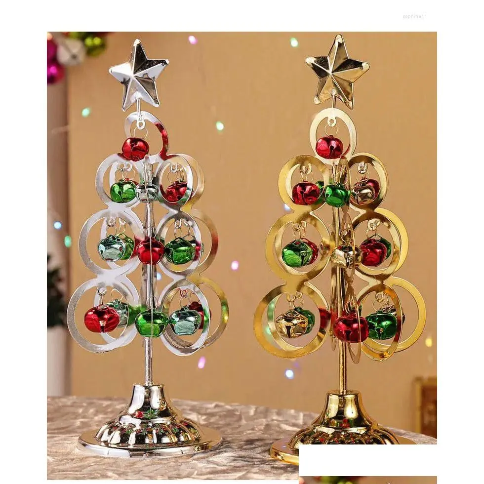 Juldekorationer Juldekorationer Xmas Tree Handicraft med Bell Decor Desktop Mini Ornament Navidad Year Drop Delivery DHGA DHRBZ