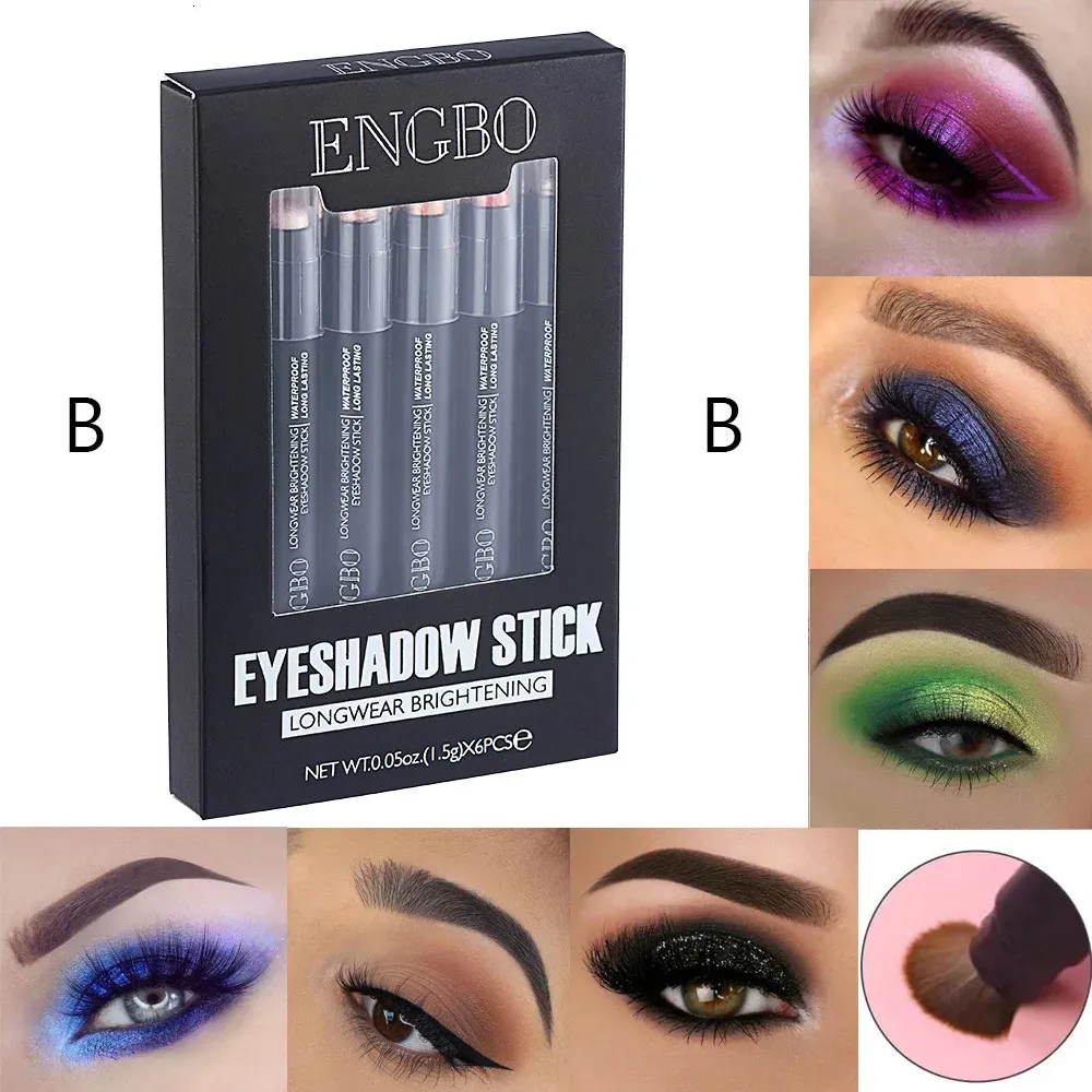 Eye Shadow/Liner Combination Set av 6st Makeup Eyeshadow Stick Pen Set Cosmetics Shimmer Eye Shadow Pencil Kit Varaktande Pigment Vattentät färgglada ögonverktyg 231031