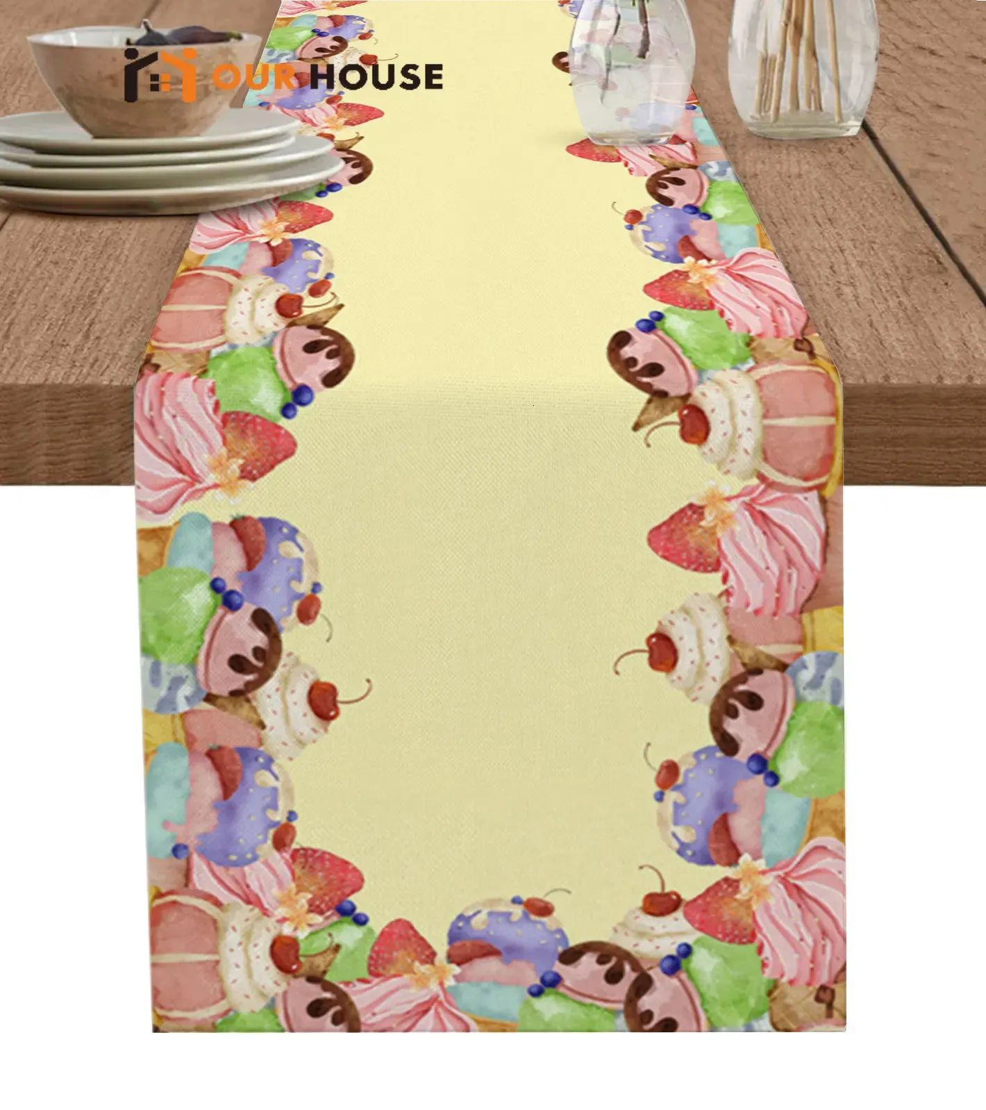 Bordslöpare glass glass kakor bordslöpare för matbord kök bord mattor fest el mode konst bordduk 231101