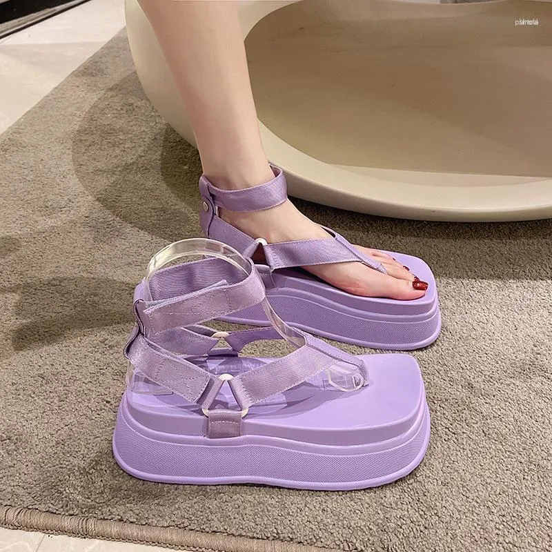 Sandali 2023 estate 6 cm zeppa sneakers donna infradito da spiaggia piattaforma alta pantofole da passeggio traspiranti casual