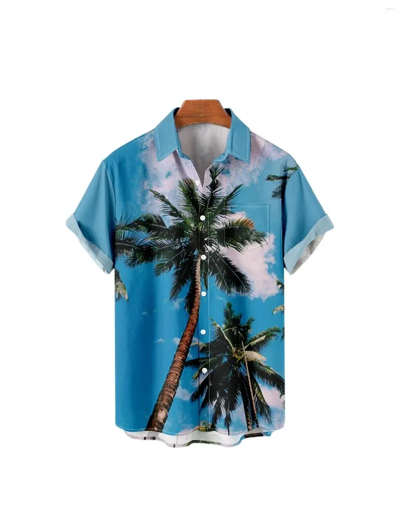 Men's Casual Shirts Summer Mens Hawaiian Shirt Cartoon Anime Stripe Floral Printed Clothing Fashion 2023 Hawaii Short Sleeve Male Dazn Tops