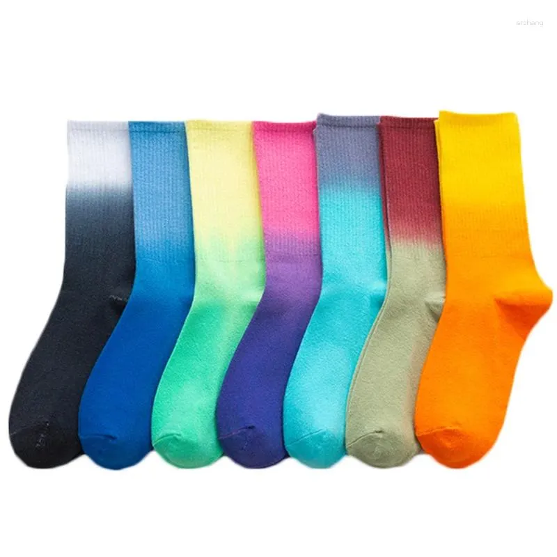 Herrstrumpor Tanabata Trendy Tie Dye Gradient Kort för kvinna och män Original Hip-Hop Sports Skate Funny Black Tie-Dye Cotton