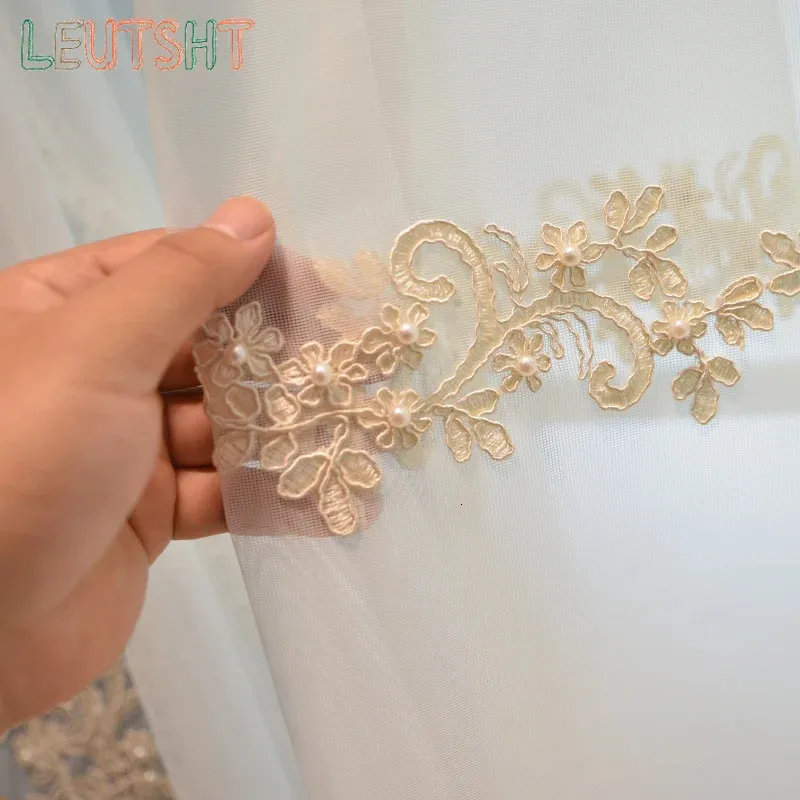 Kurtyna luksusowe perły haftowane zasłony tiulowe do salonu kwiaty liny haftowe gazę okna zasłony sypialnia 231101