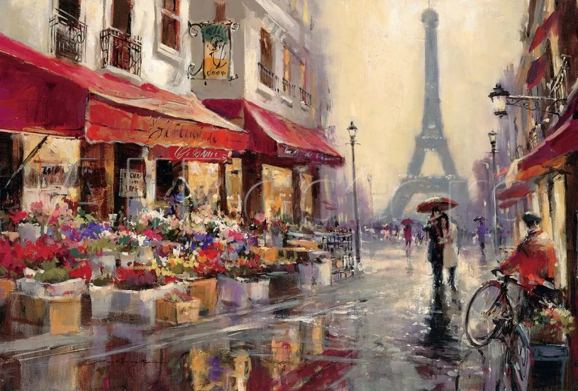 arte contemporanea Paesaggio Brent Heighton Dipinto olio su tela Aprile a Parigi Dipinto a mano di alta qualità2578899