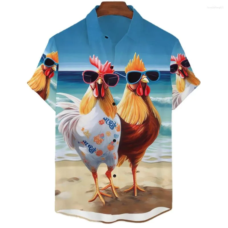 Mens Casual Shirts Hawaiian Fun Chicken Shirt Cute Short Sleeve Top Beach  Party Fashion Animal 3d Print For Men From 8,6 € | DHgate