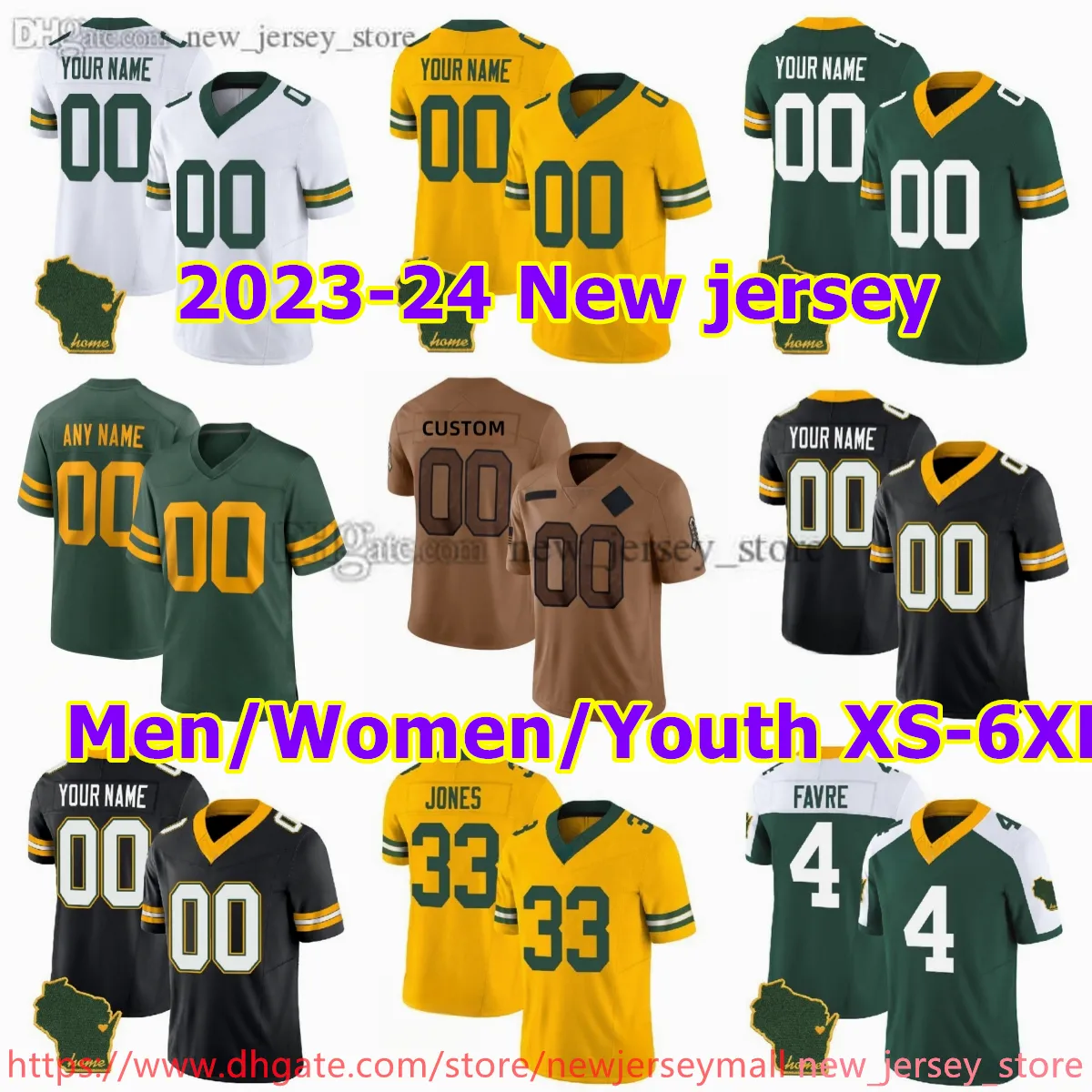 Custom S-6XL DIY 10 Love 33 Aaron Jones Football Jersey 11 Jayden Reed 7 Quay Walker Sean Clifford Dontayvion Wicks Darnell Savage Jr. AJ Dillon Patrick Taylor Bo Melton