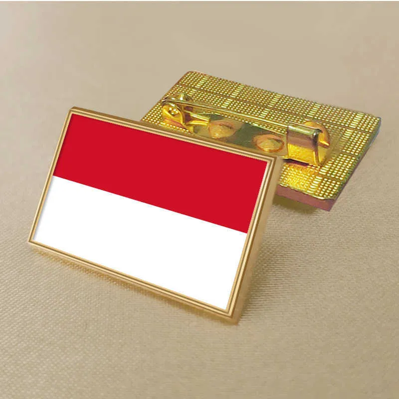 Party Mo-Naco Flag Pin 2.5*1,5 cm Zink Die Cast PVC Color Coated Gold Rectangular Medallion Badge med rektangulär form utan tillsatt harts