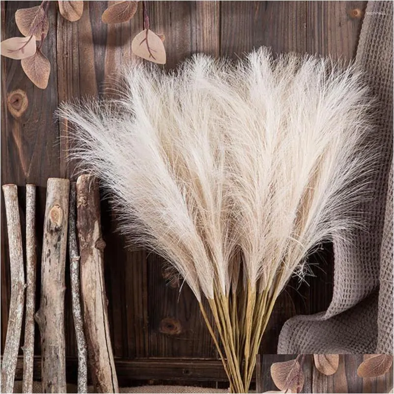 Decorative Flowers Wreaths Decorative Flowers 10Pcs Faux Pampas Grass Decor Flower Arrangement Art Vase Filler Artificial Pompous We Dhq4V