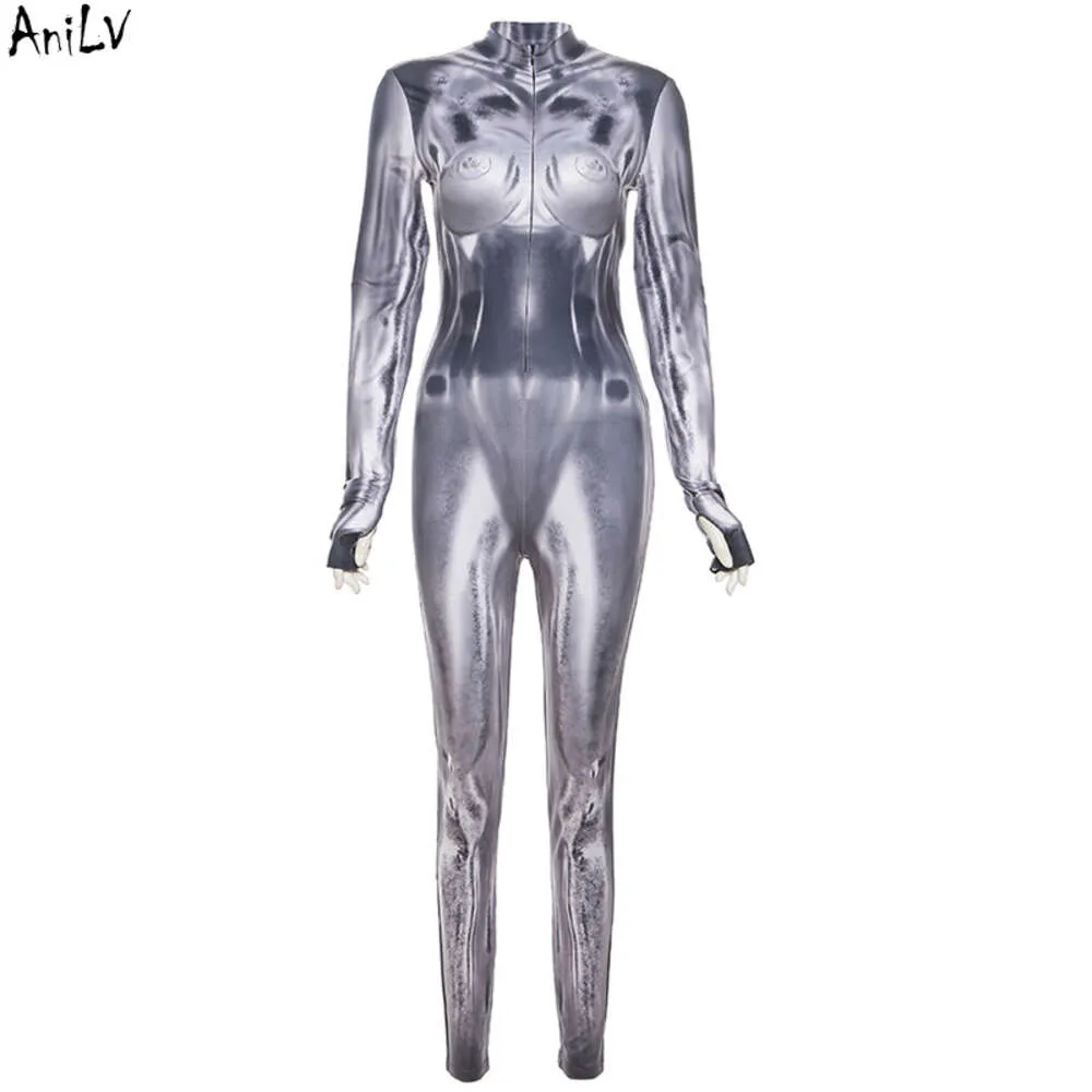 Ani Future Extraterrestrial Robot tight bodysuit Movie Alien Women Grey Jumpsuit Cosplay Costumes Cosplay