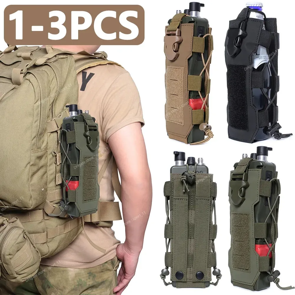 1-3 unidades bolsa tática para garrafa de água molle militar viagem ao ar livre caminhadas suporte para garrafa de água com cordão bolsa transportadora para acampamento caminhadas bolsas ao ar livre