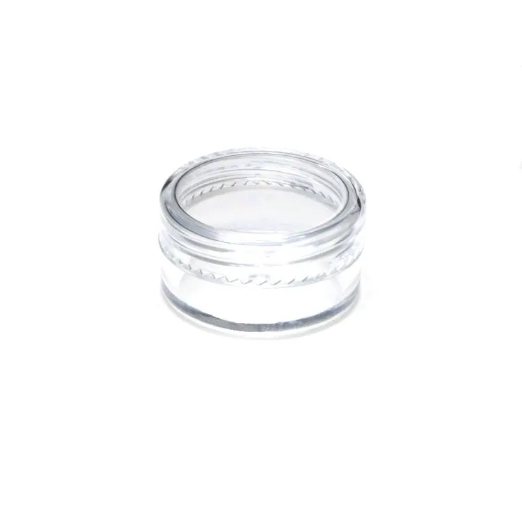 Neue 3 -Gramm -kosmetische Probe leeres Glas Plastik Runder Pot Schwarzer Schraubkappe