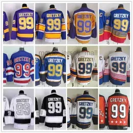 custom Men women youth Los''Angelw Retro Ice Hockey Jerseys 99 Wayne Gretzky Stitched Jersey