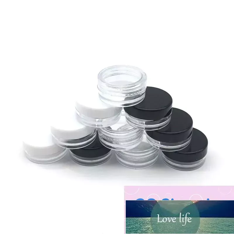 Lip Balm Containers 3G/3ML Clear Round Cosmetic Pot Jars with Black Clear White Screw Cap Simple