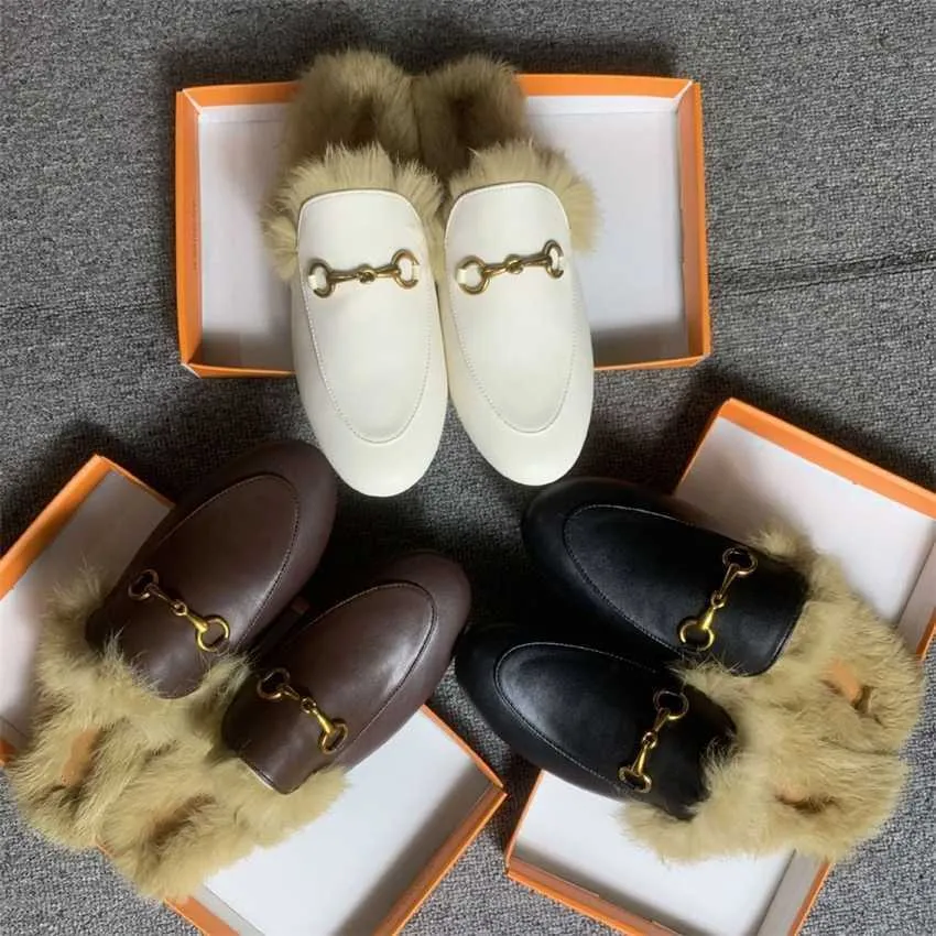 Wool slippers for women wearing autumn and winter Mueller shoes new internet celebrity lazy shoes flat bottomed rabbit hair wrapped half slippers 231007