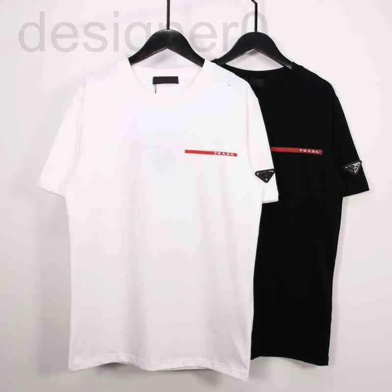 Camisetas masculinas designer populares o último lote de tendência de mangas curtas no verão, braço decorativo de borracha vermelha de alta qualidade