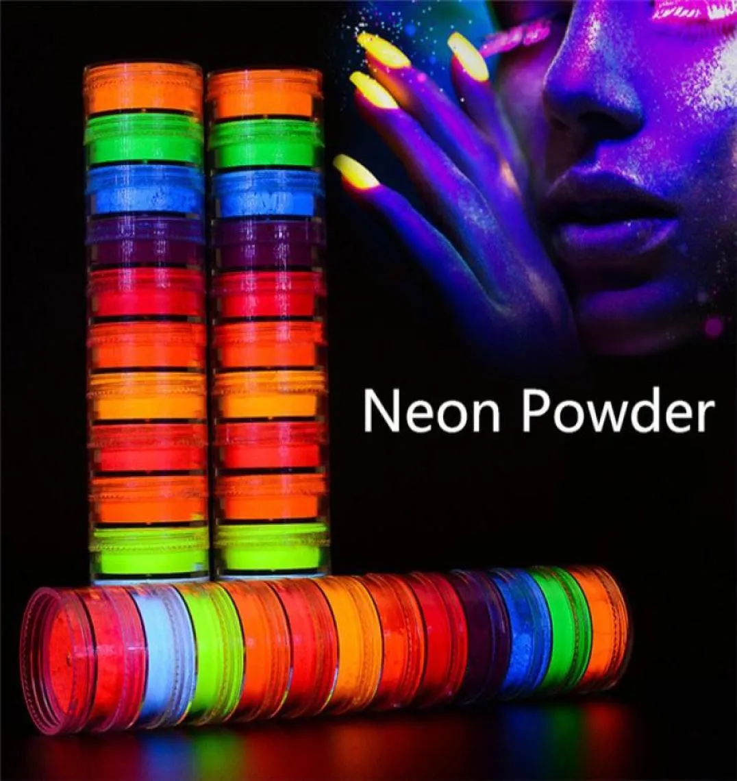 Neon Party Eye Shadow Powder 12 couleurs en 1 Set Fard à paupières lumineux Nail Glitter Pigment Poudre fluorescente Manucure Nails Art6033651
