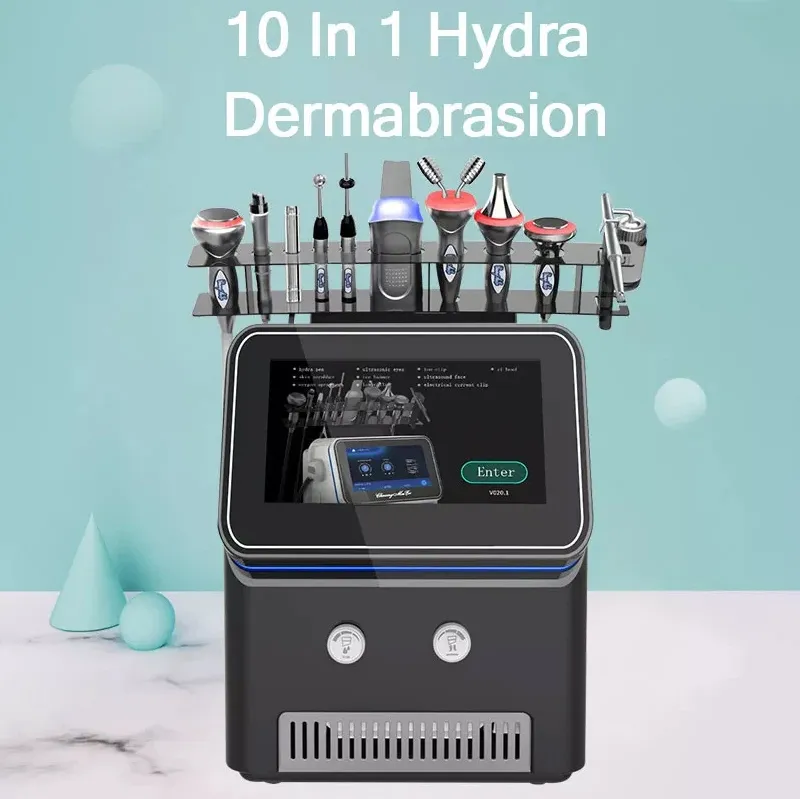 Professionnel 10 en 1 Aqua Peel Dermabrasion Lissage de la peau Lifting du visage Élimination des pigments blanchissants Lignes fines Améliorer le centre d'introduction à la nutrition par ultrasons