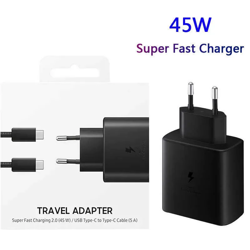 Chargeur de téléphone portable ultra rapide 45W EU EP-TA845, câble adaptateur de Type C pour Samsung GALAXY Ultra S21 A91 A71 A80 Note 10 20 S20 Plus S20