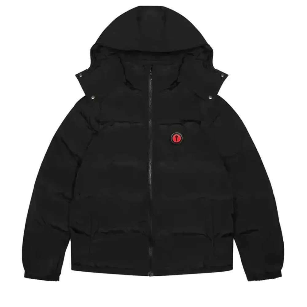 2023 мужская зимняя теплая толстовка Trapstar London со съемным пуховиком с капюшоном, черное, красное пальто с вышитыми буквами