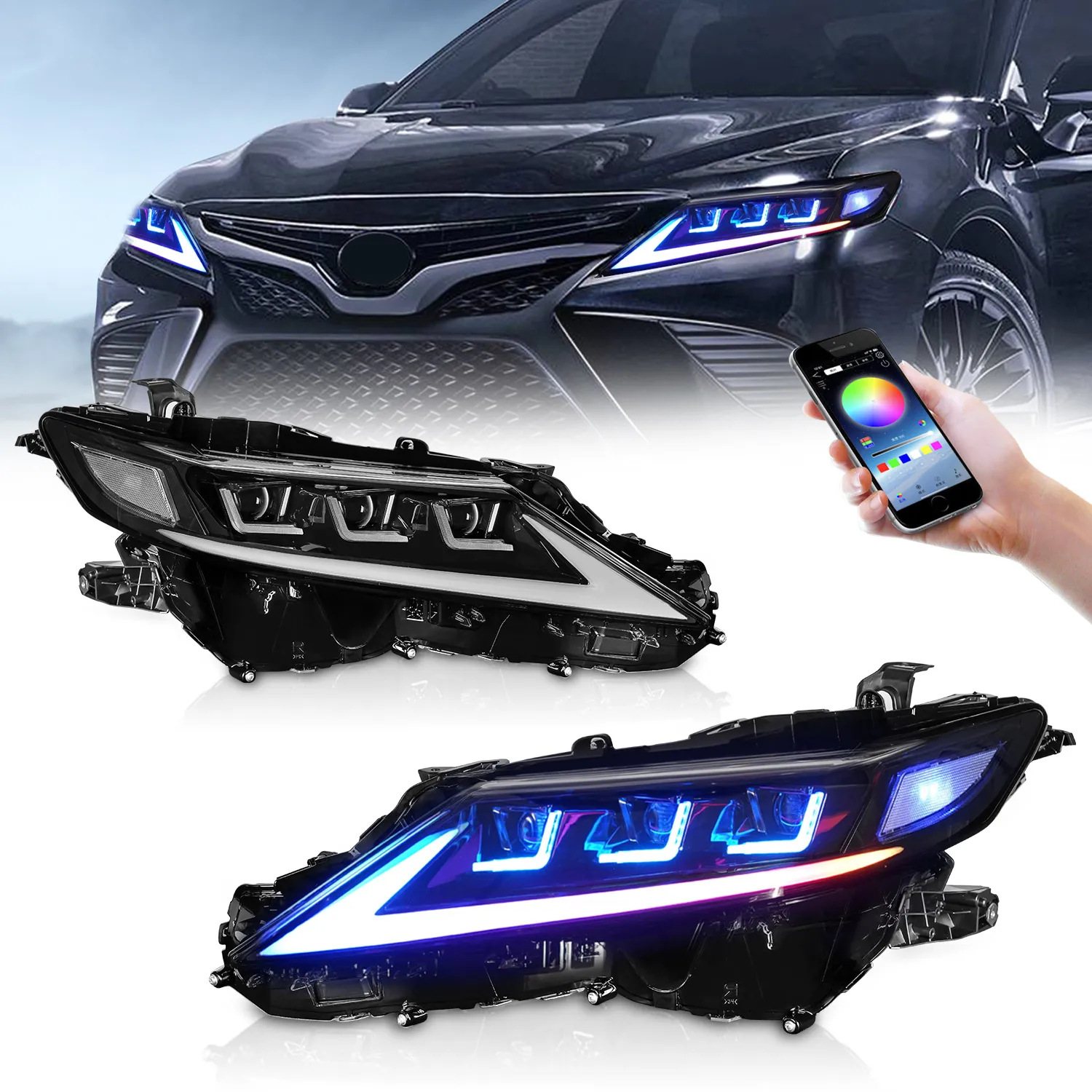 RGB LED Headlights For Toyota Camry 2018 , From Maxdo, $848.2
