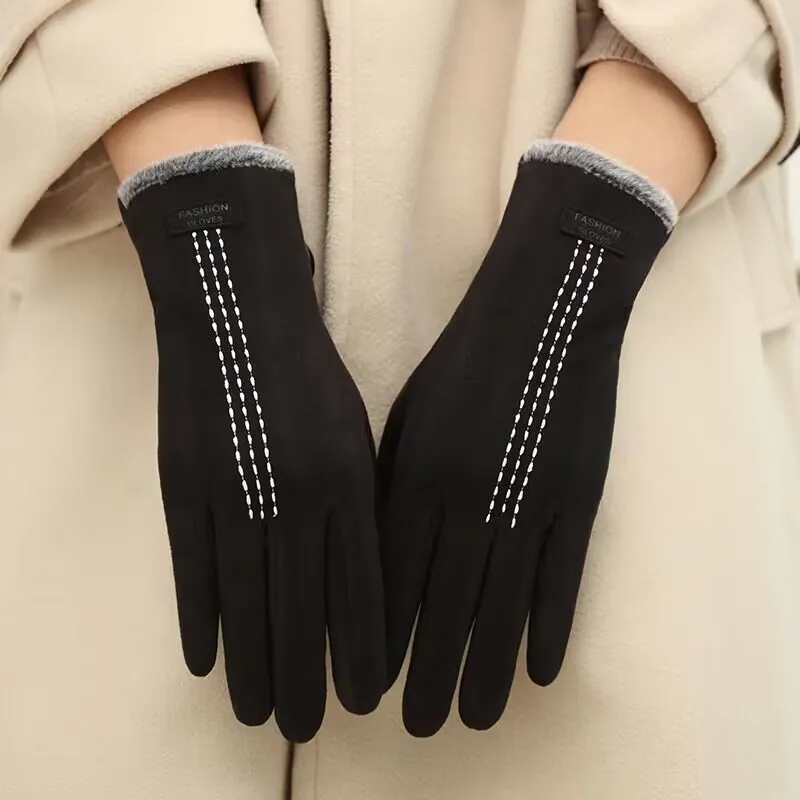 Damen-Designer-Handschuh, Winter-Touchscreen-Handschuhe, Plüsch- und dicke Fäustlinge für Männer und Mädchen, rutschfeste Touch-Strickhandschuhe aus reiner Wolle für Mädchen, warm halten, Geschenk
