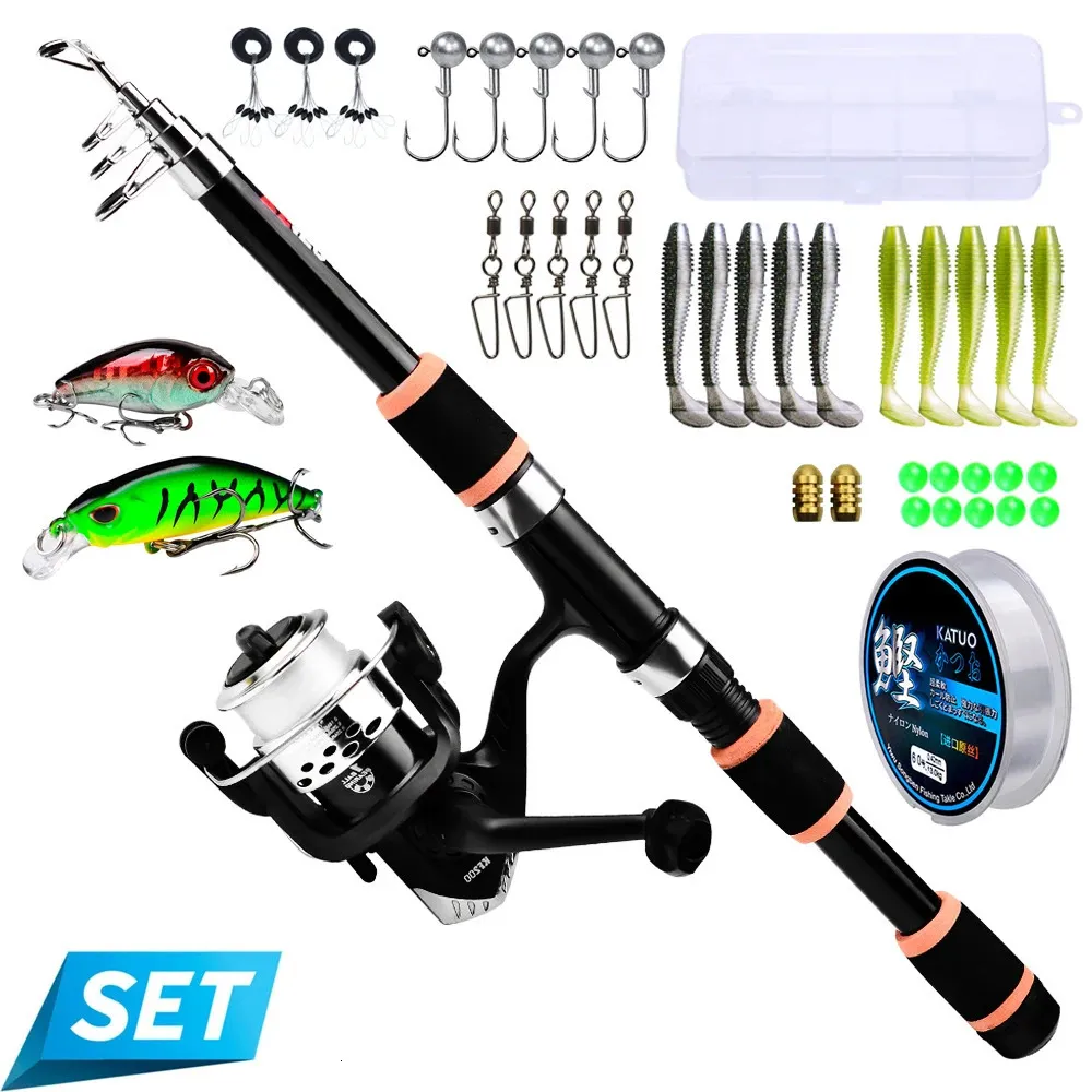 Fishing Accessories Spinning Rod and Reel Combo 1 5m 1 8m Max Drag 5kg Telescopic with 5 2 1 Gear Ratio Full Kit 231102