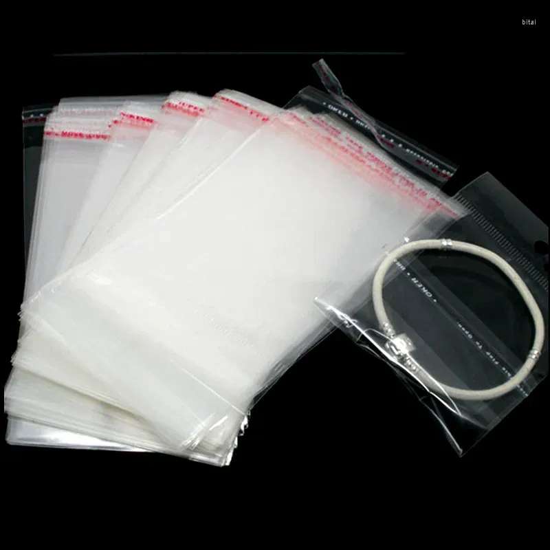 Мешочки для ювелирных изделий, 1000 шт., самоклеящиеся пластиковые пакеты, прозрачные, прозрачные для упаковки, 13,5x7 см (используемый размер 9x7 см)