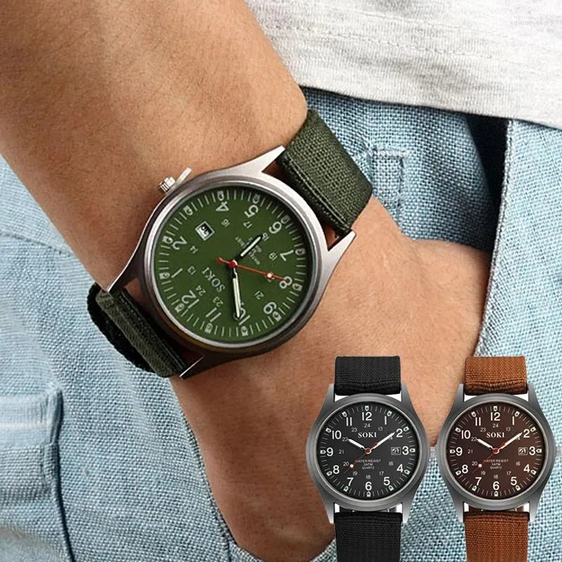 Montres-bracelets Sdotter Hommes Montre SOKI Toile Vêtements Hommes Casual Mode Cadeau Étudiant Sports