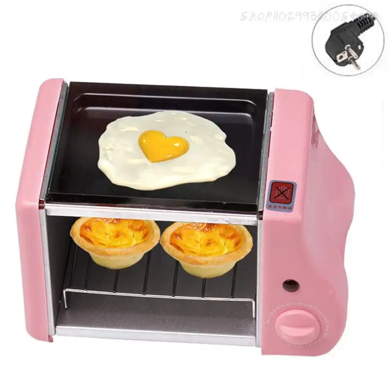Fornos elétricos multifuncionais mini cozimento padaria forno assado grill ovos fritos omelete frigideira máquina de café da manhã pão fabricante torradeira