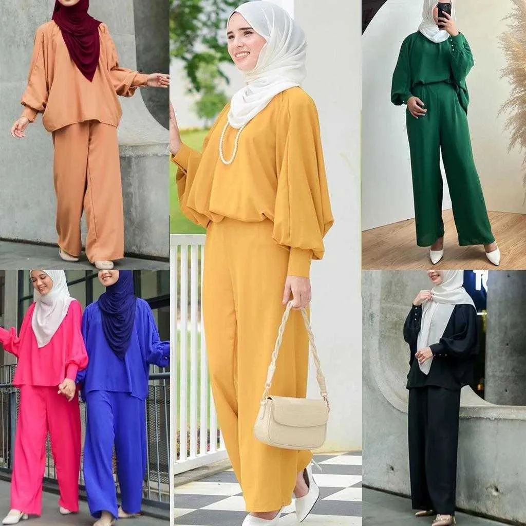 Pantalons pour femmes musulmanes, costume de loisirs ample du moyen-orient, malais, indonésie, deux pièces